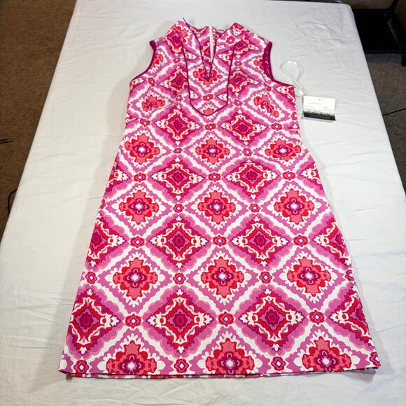NWT Kensie womens pink white shift dress knee length 60s 70s vibes. Size 4 - Picture 7 of 8